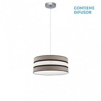 Distribuidor - Lâmpadas Diversas | Colgantes Moderno | COLGANTE KARLA 1XE27 TOPO/BEIS REGX40X40 CM Ref: 171294058